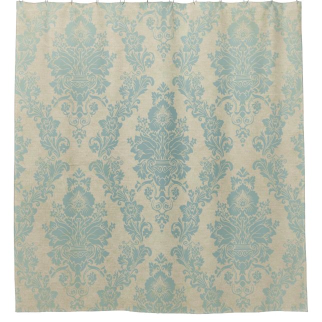 Country Shabby Chic Damask Shower Curtain (Front)