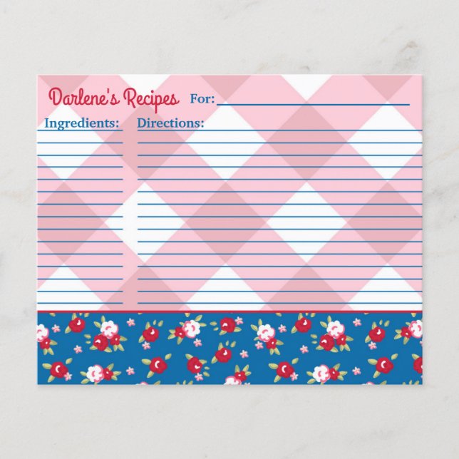 Country Shabby Chic Floral and Plaid Personalised (Front)