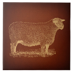 Country Sheep Rustic Illustrated Antique Art Tile