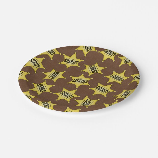 Country Sheriffs Badge pattern party paper plate (Angled)