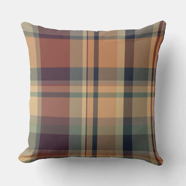 Country side of Britain rustic farmer tartan brown Cushion (Front)