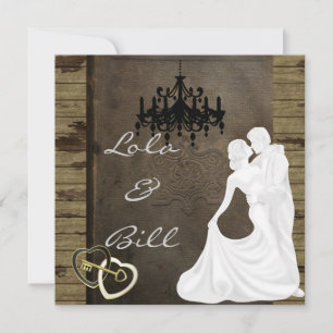 COUNTRY Silhouette Wedding Invitation WITH ANTIQU
