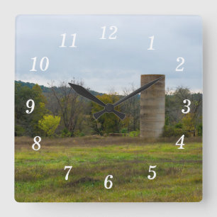 Country Silo Landscape Wall Clock