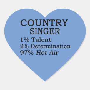 Country Singer Hot Air Heart Sticker