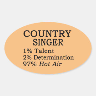 Country Singer Hot Air Oval Sticker