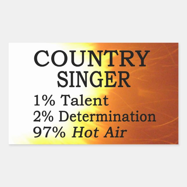 Country Singer Hot Air Rectangular Sticker (Front)
