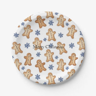 Country Snowflakes Gingerbread Cookies Christmas Paper Plate