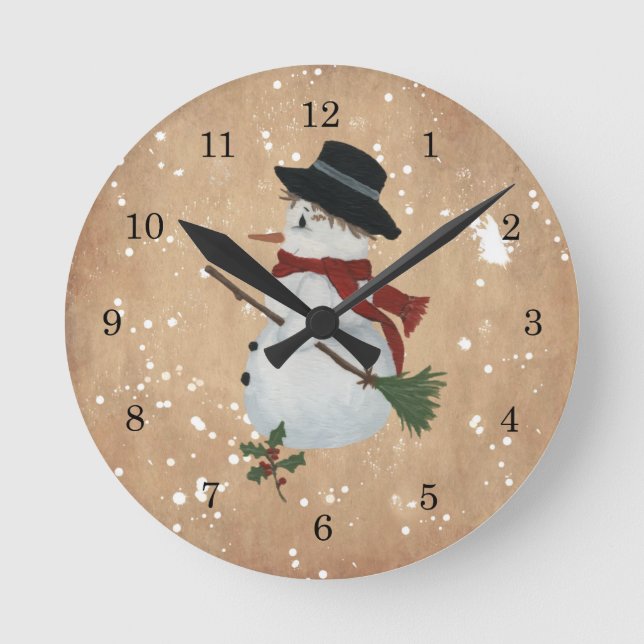 Country Snowman Wall Clock (Front)