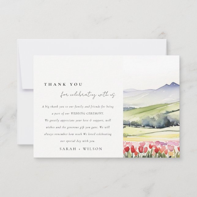 Country Spring Floral Landscape Rehearsal Dinner Thank You Card (Front)