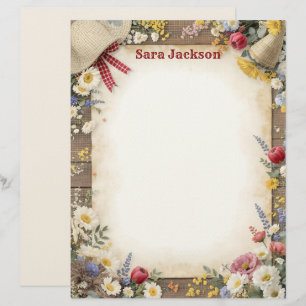Country Spring Flowers Stationery Paper Custom Letterhead
