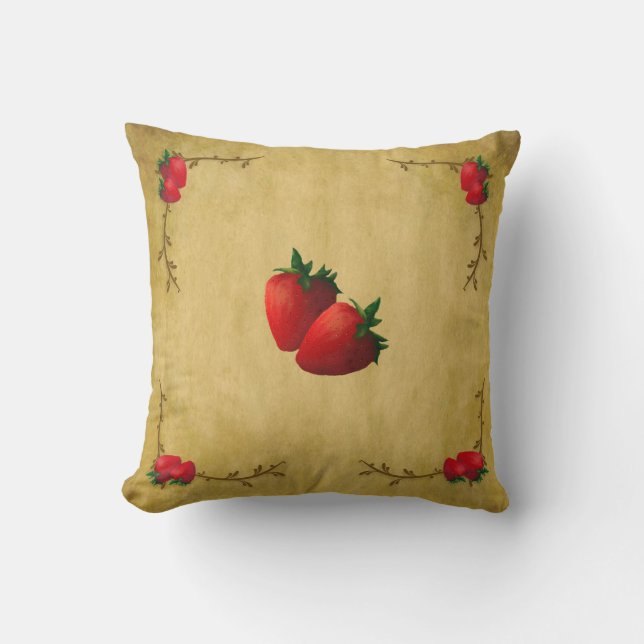 Country Strawberries Pillow (Front)
