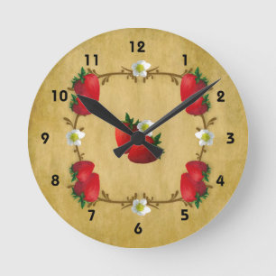 Country Strawberries Wall Clock