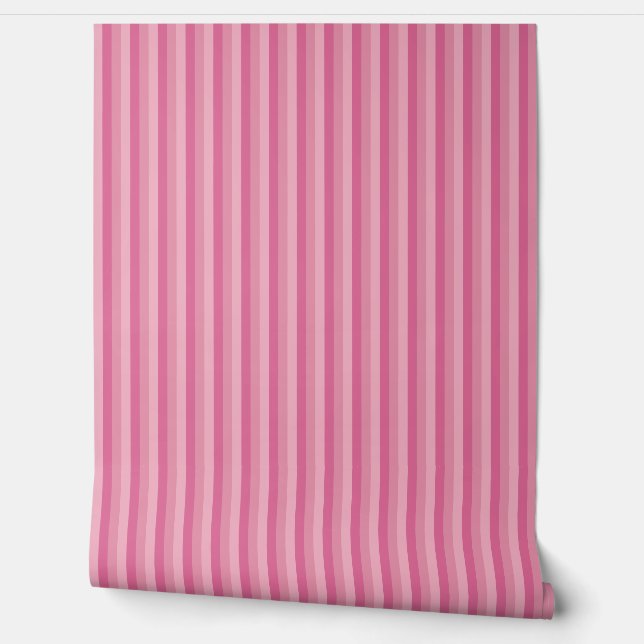 Country-Style 1/4" Rustic Pink Stripes Wallpaper (Unrolling)