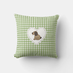Country Style Green Gingham Patchwork Dog Cushion