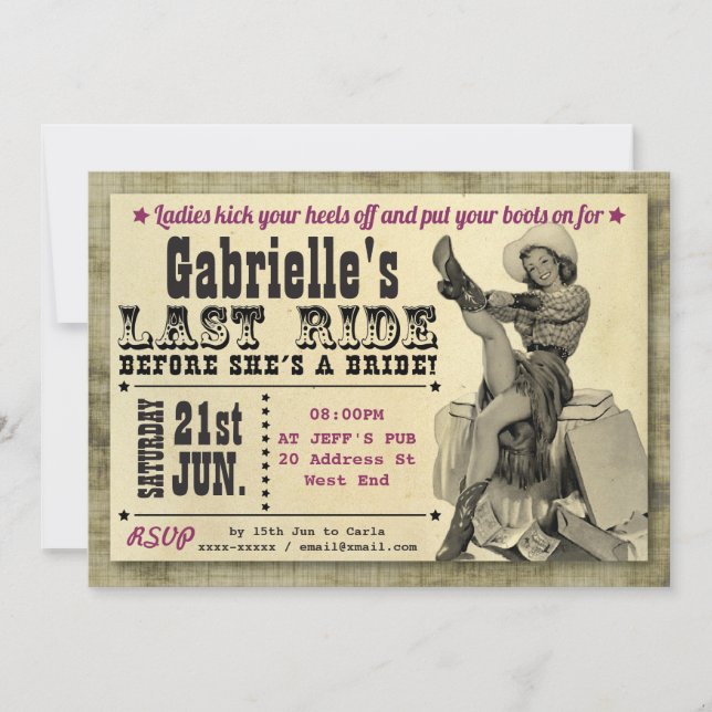 Country Style Hen's Party Invitation (Front)