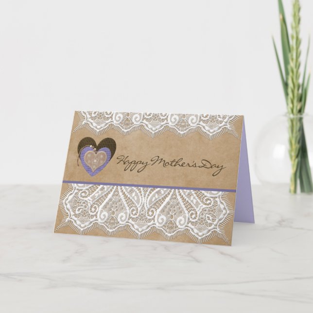 Country Style Lacey Mother's Day Card w/Hearts (Front)