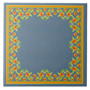Country Style Marigolds Border Ceramic Tile