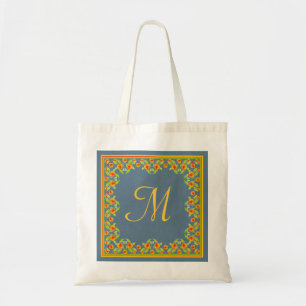 Country-style Marigolds Border Monogram Tote Bag