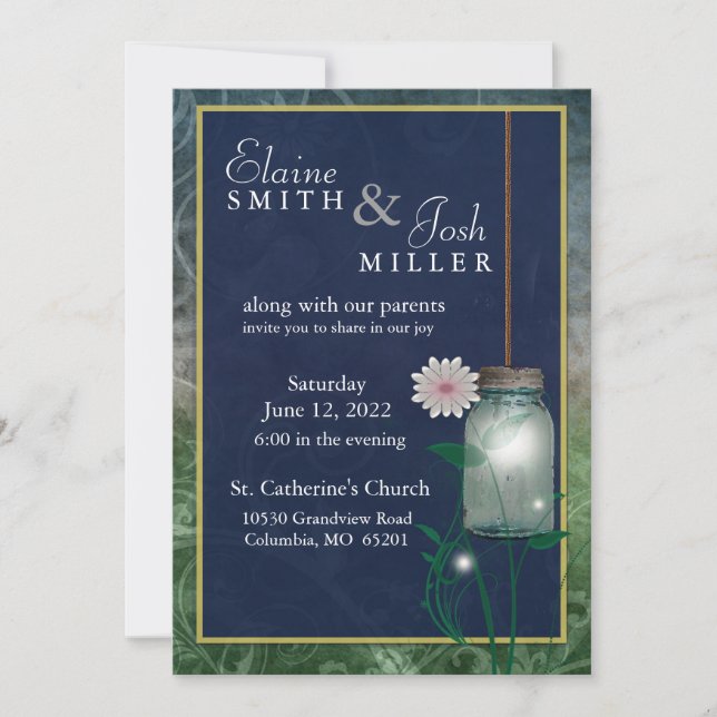 Country Style Mason Jar with flair Invitation (Front)