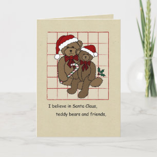 Country Style Teddy Bears at  Christmas Holiday Card