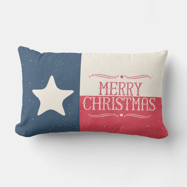 Country Style Texas Flag Christmas Accent Pillow (Front)