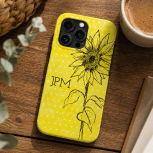 Country Style Yellow Dot Hand Drawn Sunflower iPhone 13 Pro Case