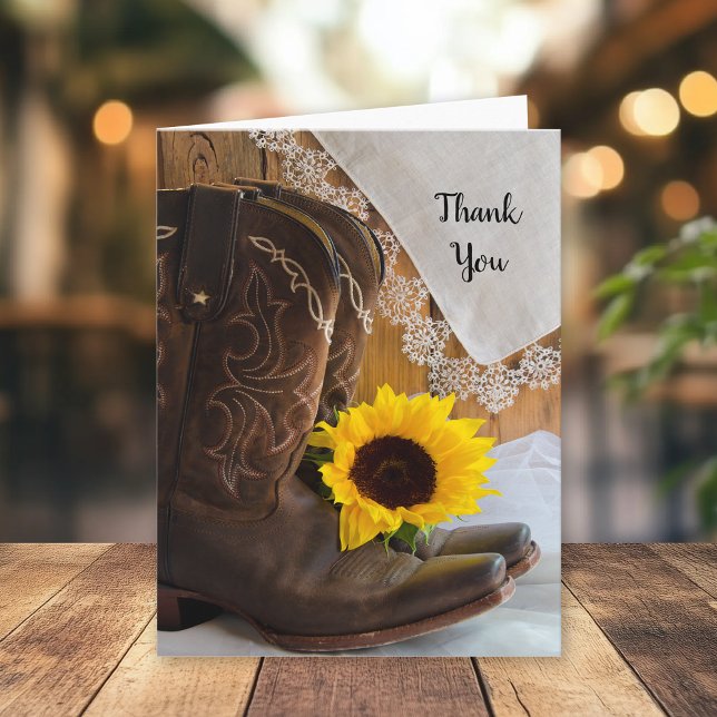 Country Sunflower and Lace Barn Wedding Thank You (Creator Uploaded)