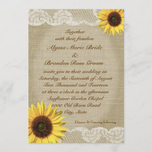 Country Sunflower and Lace Invitation