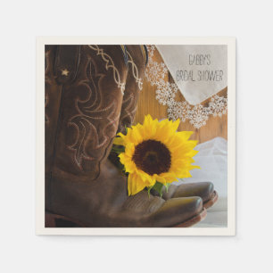 Country Sunflower and Lace Western Bridal Shower Napkin