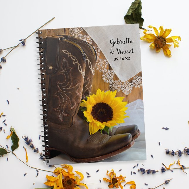 Country Sunflower and Lace Western Wedding Notebook (Creator Uploaded)
