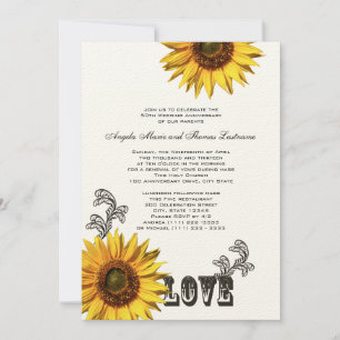 Country Sunflower Anniversary Invitation