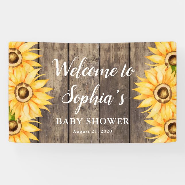Country Sunflower Baby Shower Welcome Banner (Horizontal)