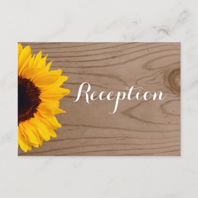 Country Sunflower Barn Wood Wedding Reception Card (Front)