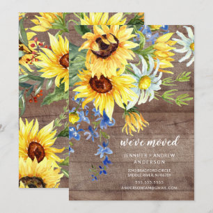 Country Sunflower Bouquet Moving Announcement