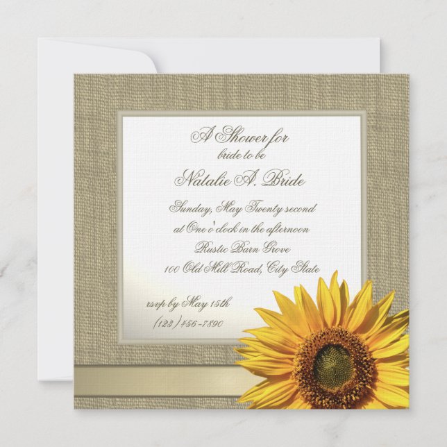 Country Sunflower Bridal Shower Invitation (Front)