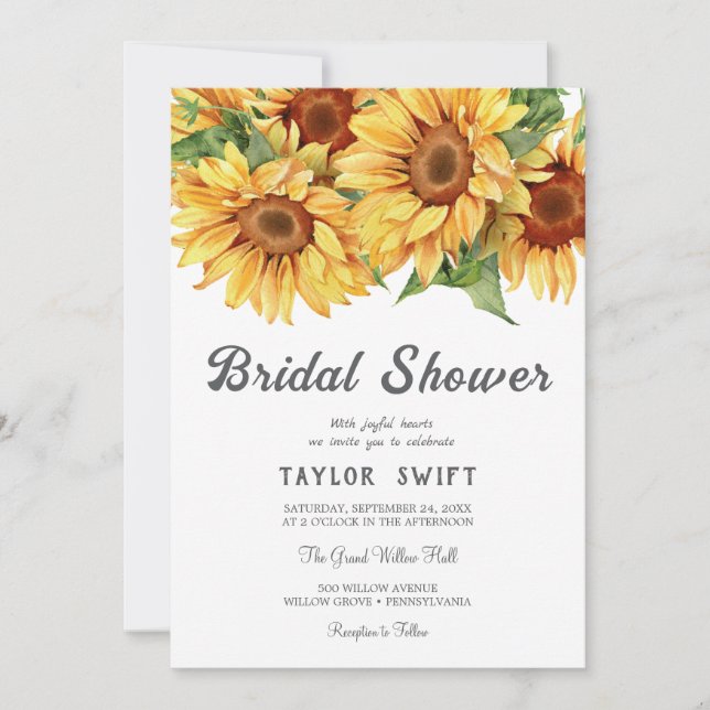 Country Sunflower Bridal Shower Invitation (Front)