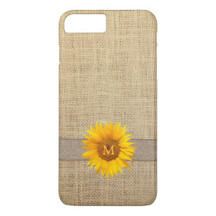 Country Sunflower & Burlap Monogram iPhone 8 Plus/7 Plus Case