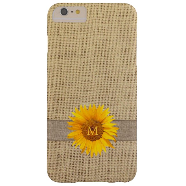 Country Sunflower & Burlap Monogram Case-Mate iPhone Case (Back)
