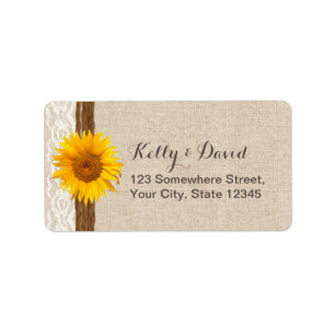 Country Sunflower Burlap Return Address Labels