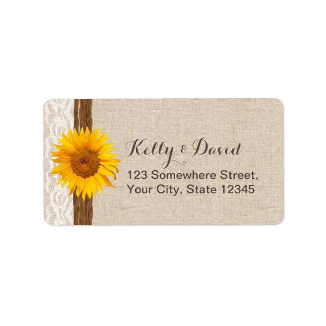 Country Sunflower Burlap Return Address Labels (Front)