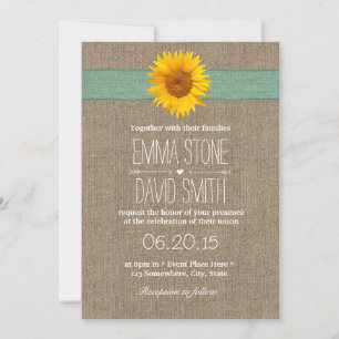 Country Sunflower Burlap Wedding Invitation