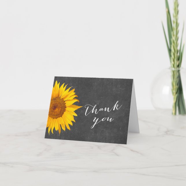 Country Sunflower Chalkboard Baby Shower Thank You (Front)