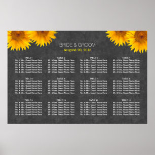 Country Sunflower Chalkboard Wedding Seating Chart