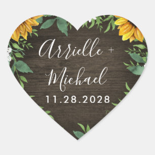 Country Sunflower Daisy Wedding Favour Stickers