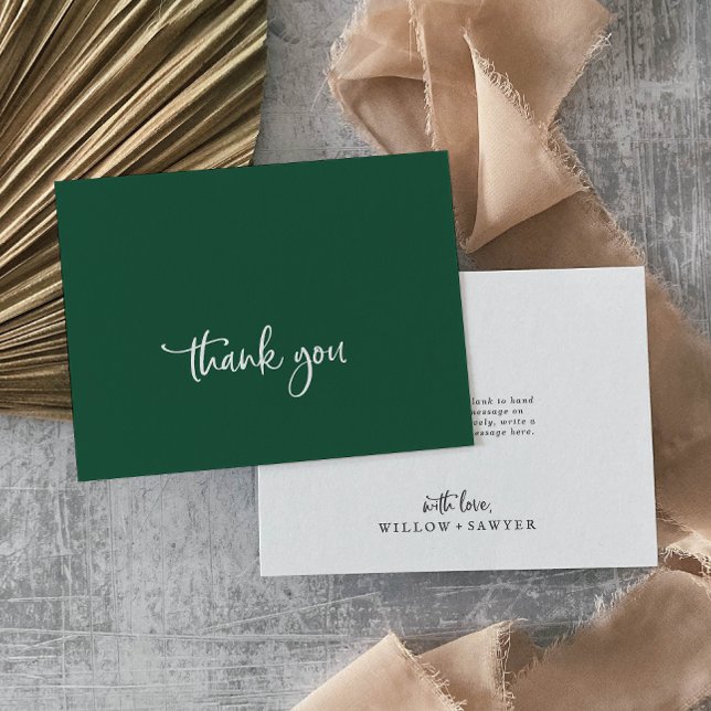 Country Sunflower Emerald Green Coordinate Thank You Card (Creator Uploaded)