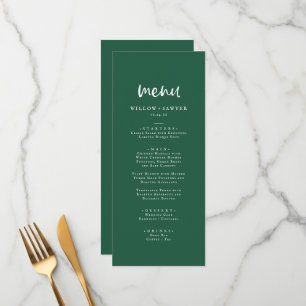 Country Sunflower Emerald Green Coordinate Wedding Menu