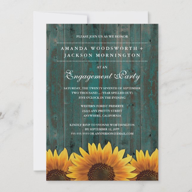 Country Sunflower Engagement Party Invitations (Front)