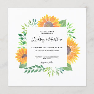 Country Sunflower Foliage Wedding Invitation