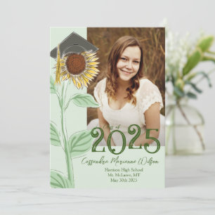 Country Sunflower Graduation Announcement Green