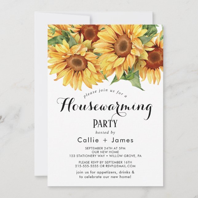 Country Sunflower Housewarming Invitation (Front)